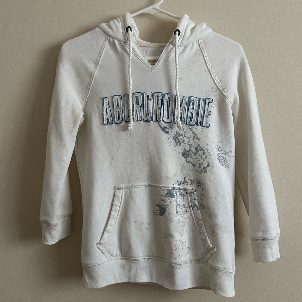 A&F Floral Outline White Hoodie